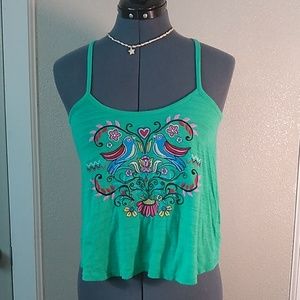 Wet Seal racer back tank green boho sz s